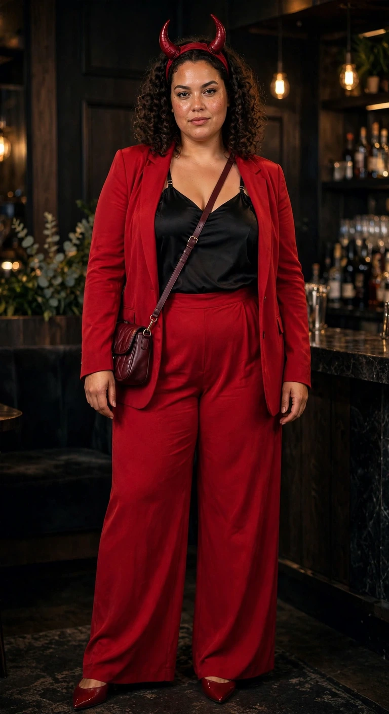 cherry red blazer and trousers for a glam devil