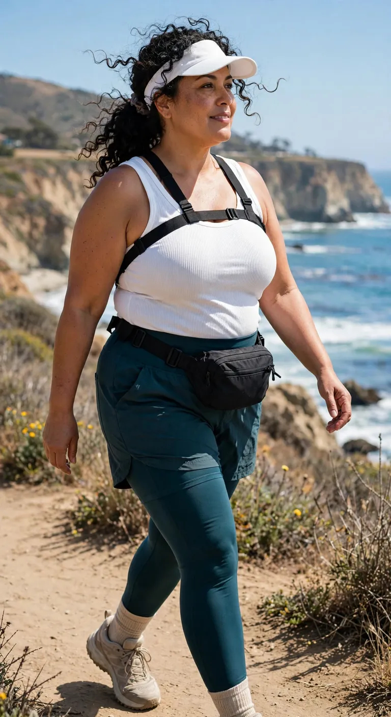 plum trail leggings with a soft gray tee