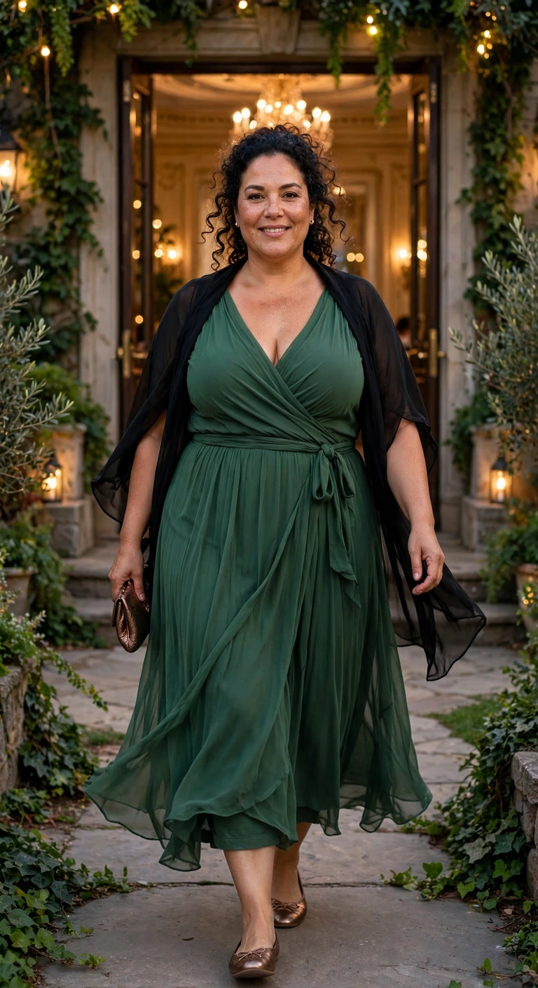 forest green chiffon wrap maxi