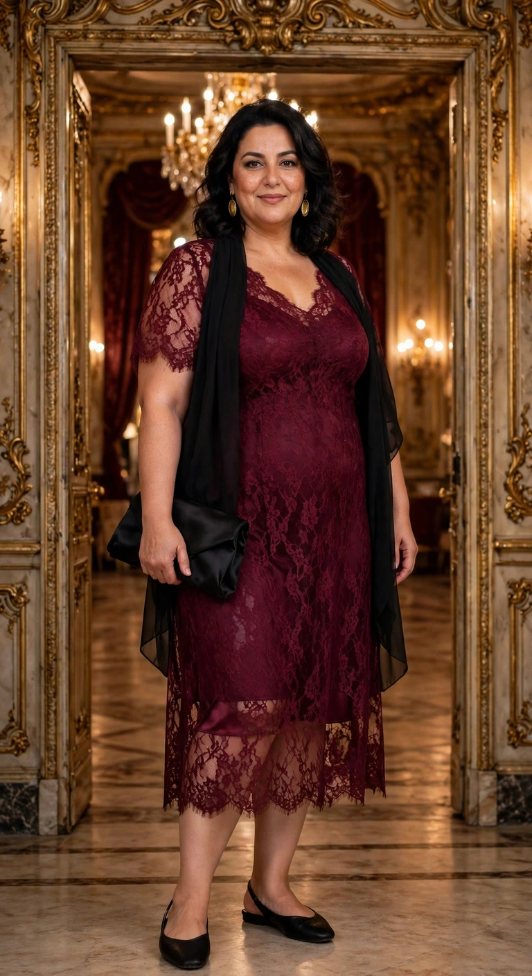 wine lace midi with a soft lined bodice