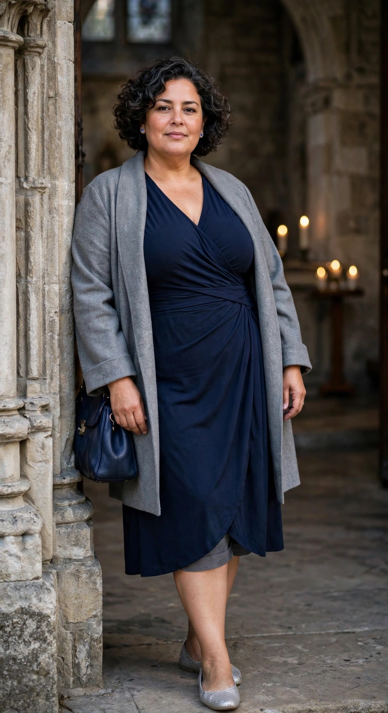 midnight blue wrap dress for christmas eve