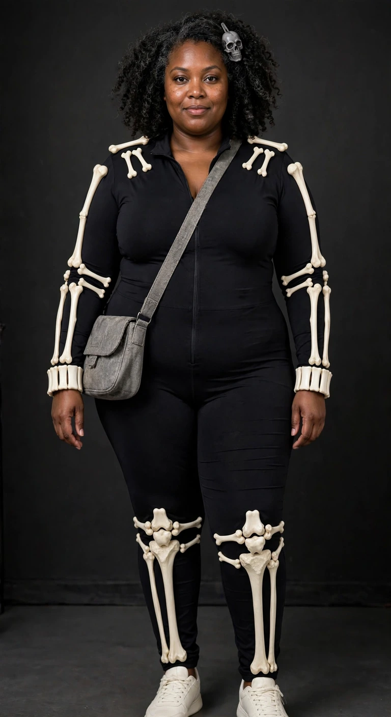 skeleton jumpsuit with ivory bone details