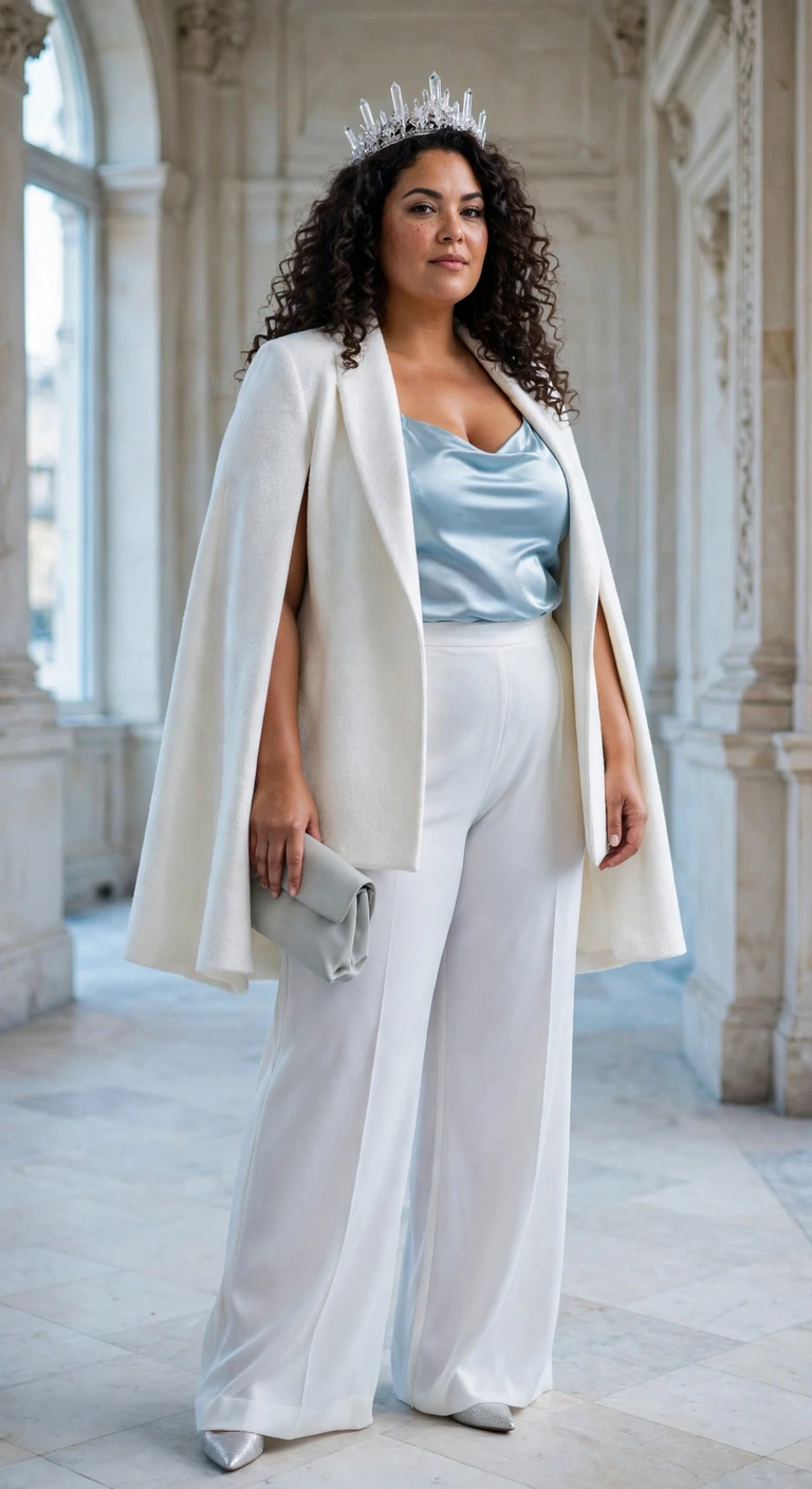 pearl white cape suit for an ice queen