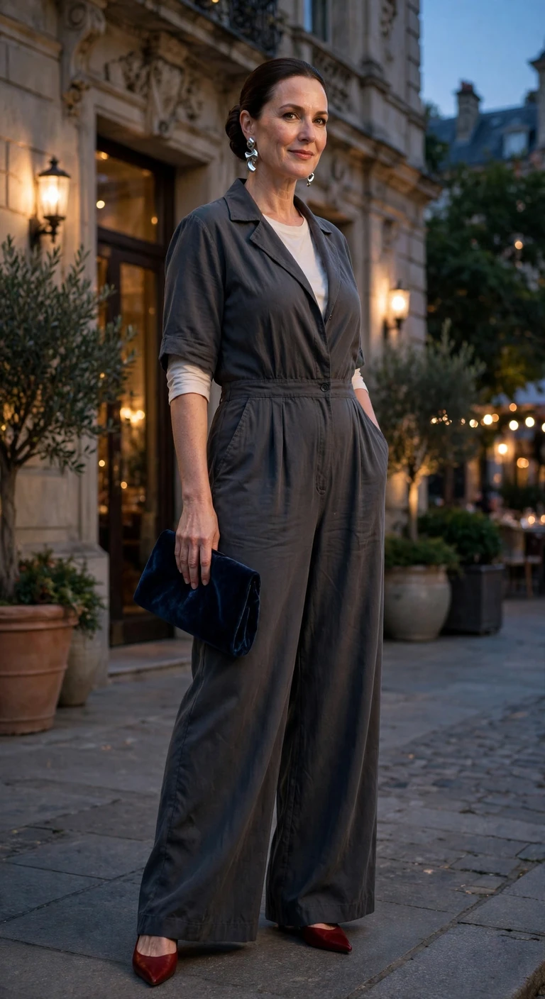 marigold maxi dress with a cropped blue jacket