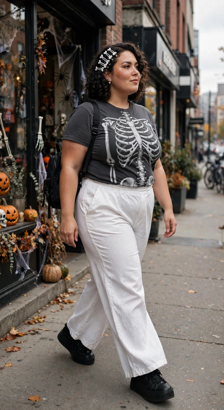 black denim skirt with a rust cardigan