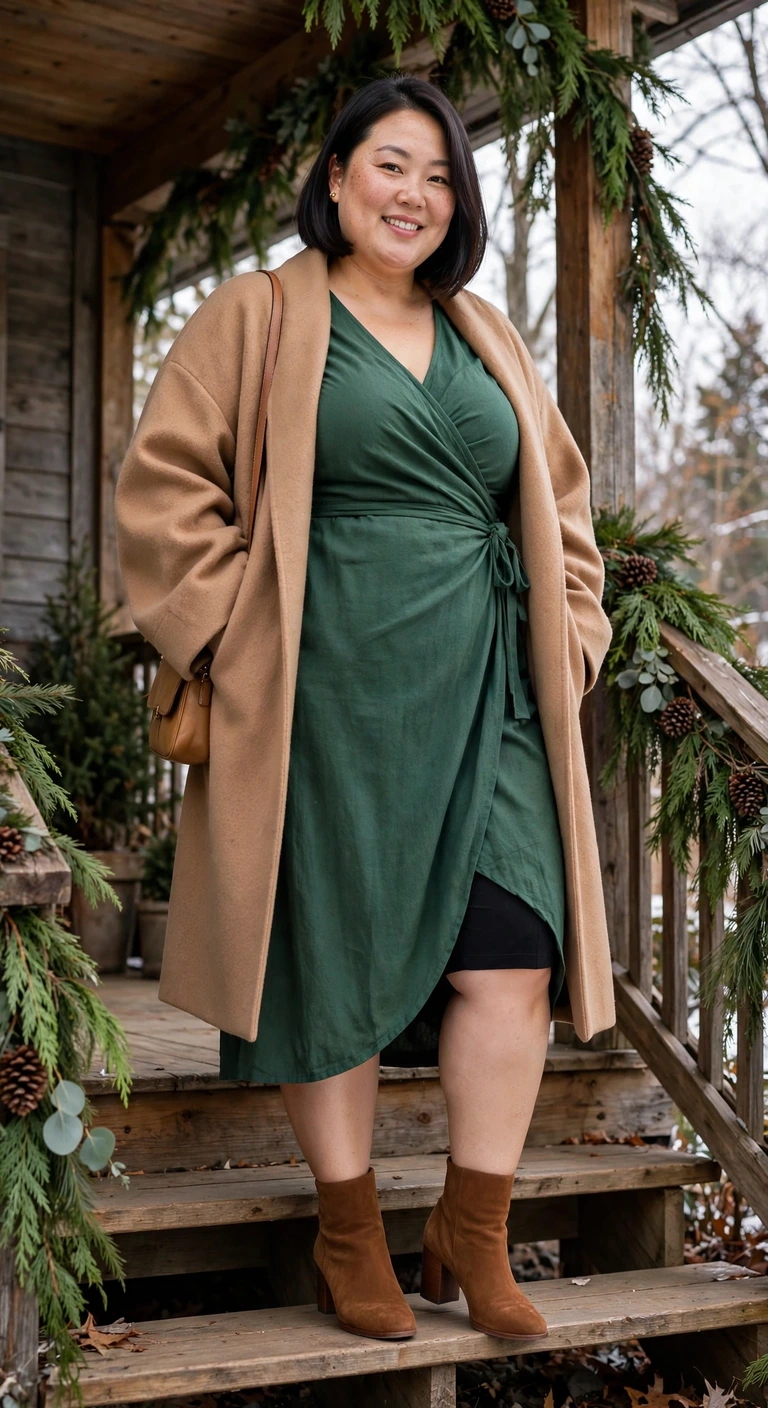 forest wrap dress for christmas tree photos