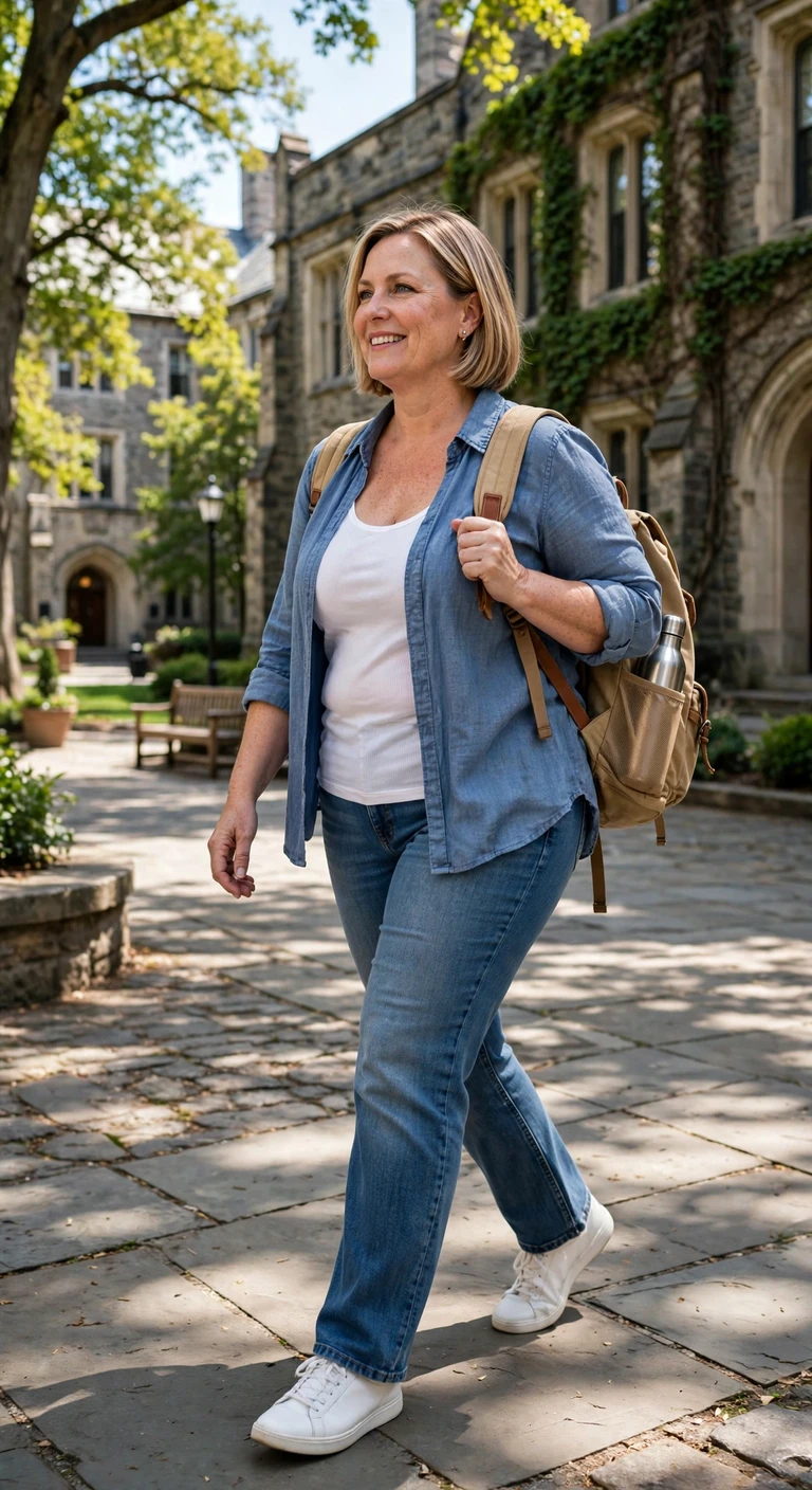 light denim culottes with a mint blouse