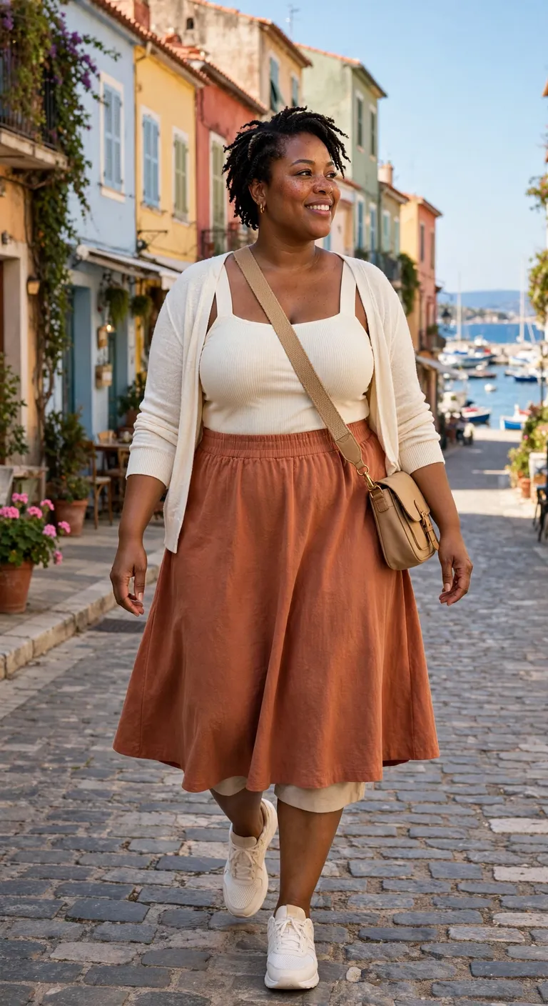 sunset dinner in a rust wrap dress