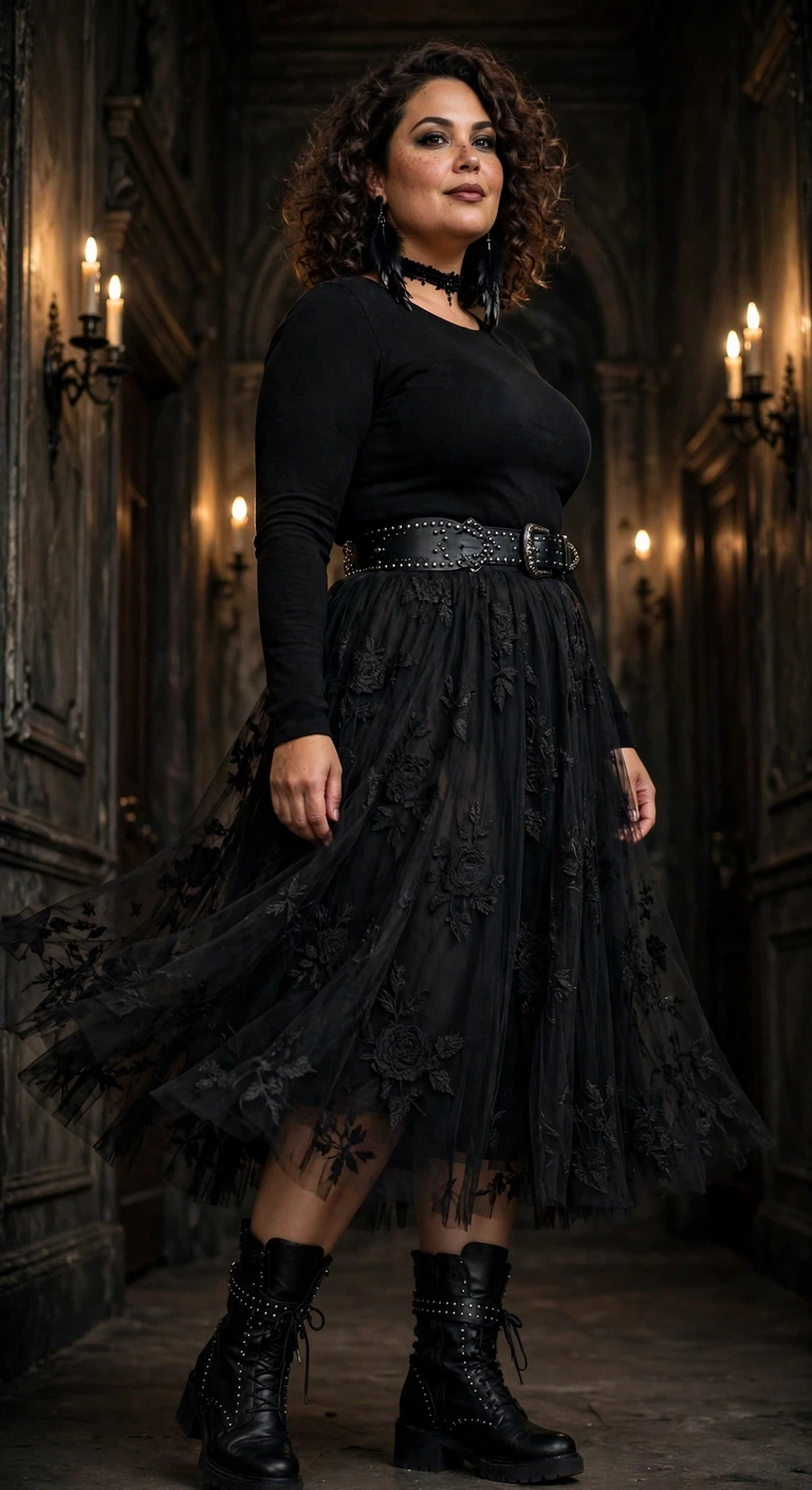 faux leather skirt with an oatmeal sweater