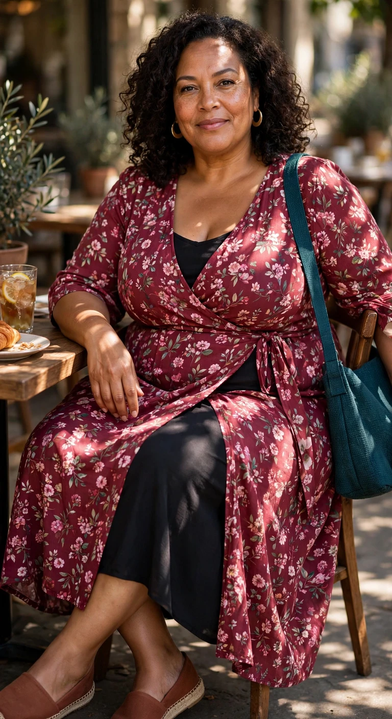 chocolate maxi skirt with a cream square-neck tank
