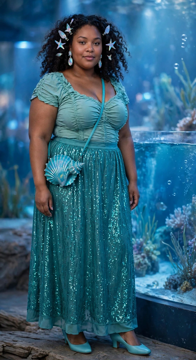 teal sequin skirt with a seafoam mermaid top